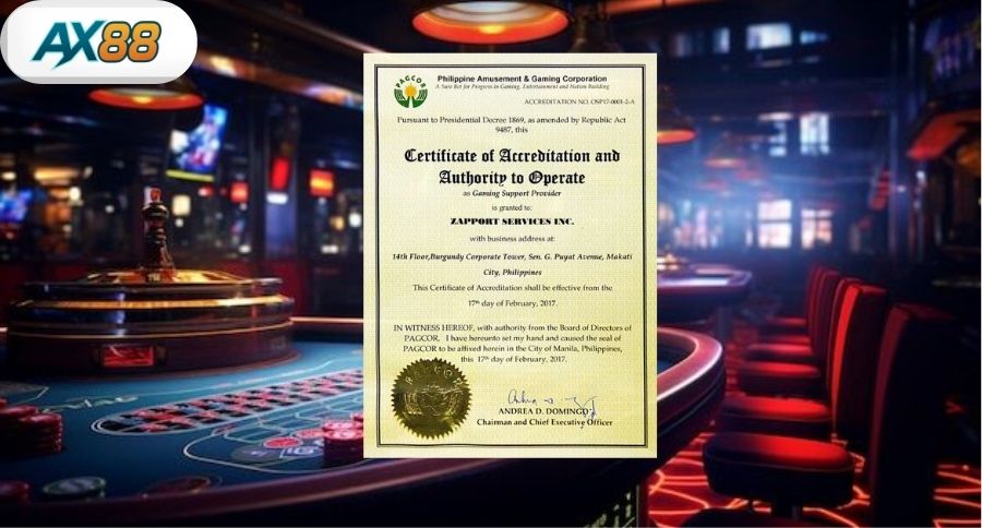 Được cấp phép bởi quản lý PAGCOR ( Philippines )